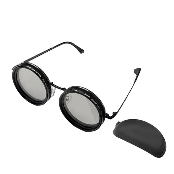 Adjustable Sunglasses 1-9 Gears Rounded Polarized Glasses with ND Filter Lenses Retro Glasses Unisex Vintage Eyeglasses,1 * Sunglasses 1 * Carry Case 1 * Lens cloth,Black