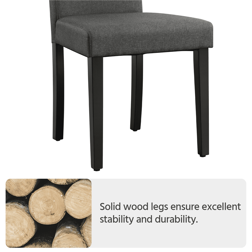 Alden Design 4pcs Fabric Upholstered Parson Dining Chairs for Home, Dark Gray