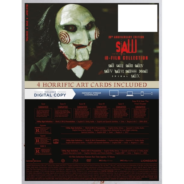 Saw 10-Film Horror Movie Collection (Blu-ray + DVD + Digital Copy