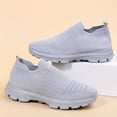 thumbnail image 4 of Womens Sneakers Stretch Knitted Slip on Sock Shoes Nonslip Soft Sole Comfortable Arch Support Casual Walking Shoes Loafers Gray Size 10, 4 of 7