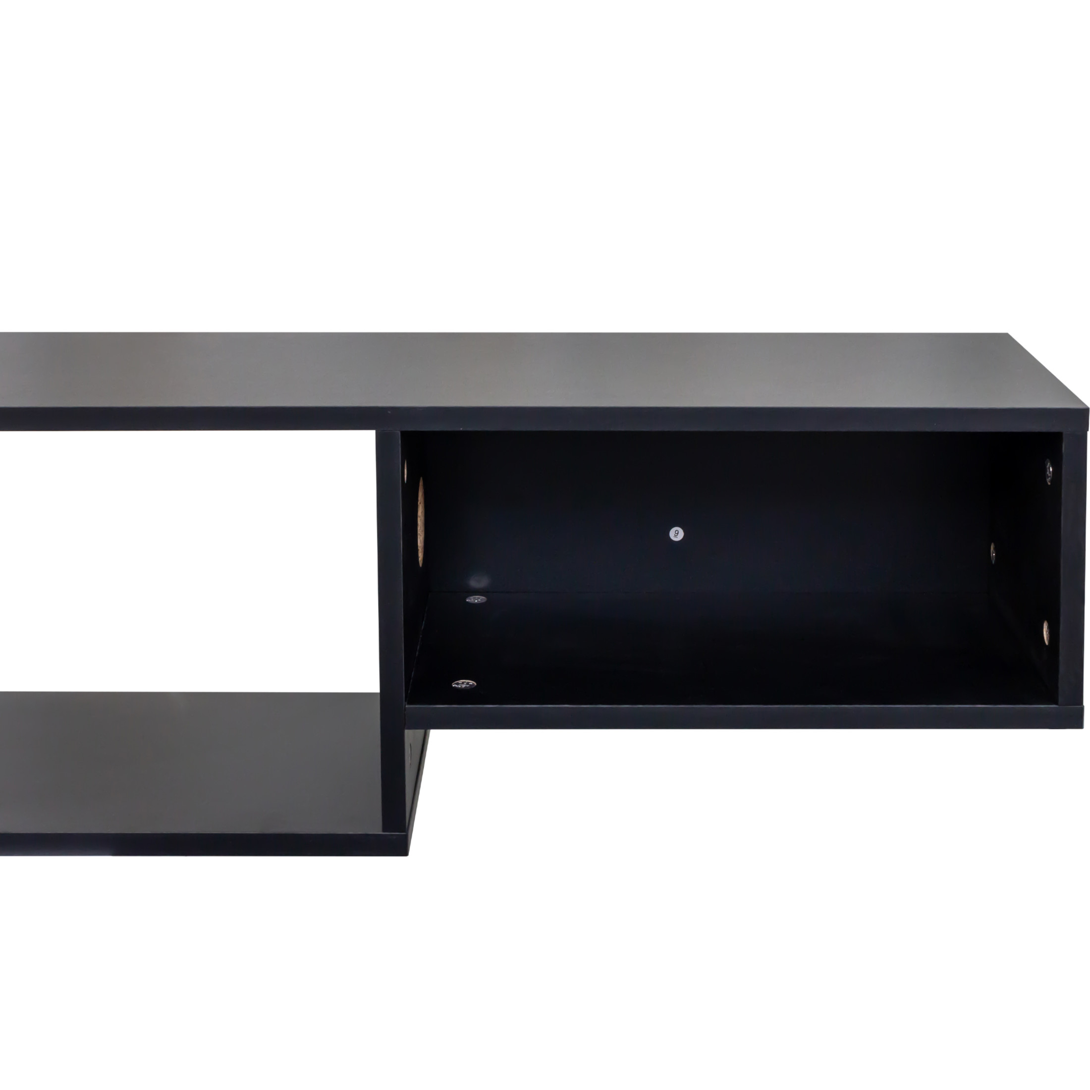 Noble House Brynn 65.35" Floating TV Stand, 20-Color LED with Remote, Charging Station, Wall-Mounted Shelf, Black