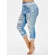 thumbnail image 1 of Plus 3D Tamaño Jean Imprimir flaco Capri Leggings Rosegal Leggings de talla grande, 1 of 5