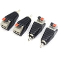 thumbnail image 1 of Speaker Wire to RCA Adapter Converter, RCA to Speaker Wire Adapter Subwoofer Speaker Phono RCA Male to AV 2 Screw Terminal Video Audio Spring Press Type Balun for CCTV, 4 Pack, 1 of 6