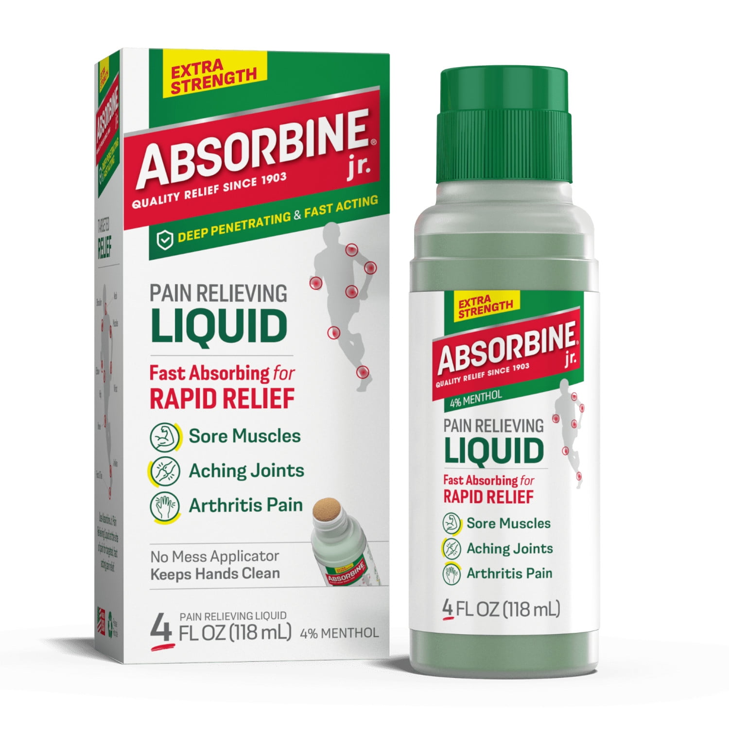 Absorbine Jr. Extra Strength Pain Relief Liquid for Body Aches and Pains, 4 fl oz