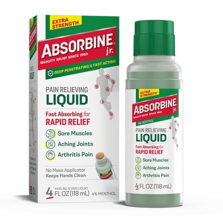 Absorbine Jr. Extra Strength Pain Relief Liquid for Body Aches and Pains, 4 fl oz