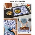 thumbnail image 5 of Large Induction Cooktop Protector Mat Polynesia Texture Stove Top Covers for Electric Stove, Retro Traditional Tribe Floral Abstract Blue Decorative Stove Burner Cover Mats, Glass Top Stove Cover, 5 of 7