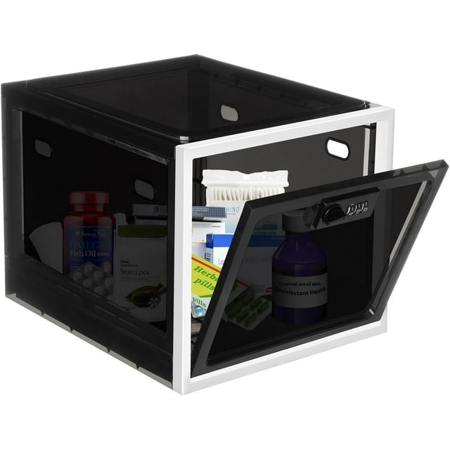 Boîte Verrouillable Boîte de Rangement Verrouillable pour Aliments/collation/médicaments/téléphone, Boîtes Verrouillables avec Code pour Articles Personnels Armoire Verrouillable de Premiers Soins à l'Épreuve des Enfants