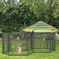 thumbnail image 2 of PawHut Robuste Parc pour Chien en Métal, Cage pour Animaux de Compagnie en Plein Air, Barrière de Clôture d'Exercice pour Chiot Intérieur avec Toit en Polyester Résistant aux Intempéries, Porte Verrouillée, 83 "L x 48" L x 47 "H, 2 of 10