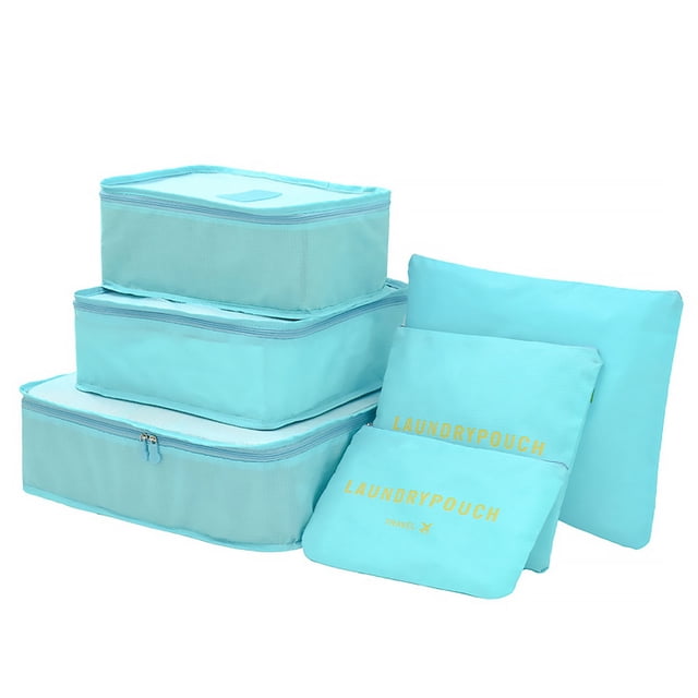 Bolsas de almacenamiento de viaje Paquetes de ropa Bolsas de compresión de equipaje Maleta organizadora de lavandería, Azul cielo 6 piezas Scienceny LF0127-05B