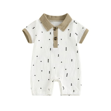 

Bagilaanoe Newborn Baby Boy Summer One-pieces Print Short Sleeve Jumpsuit 3M 6M 12M 18M 24M Infant Romper Casual Clothing