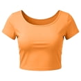 thumbnail image 6 of oqasdz Women's T-Shirts Short Sleeve Round Neck Demi Length Comfort Everyday Stretchy Casual Cropped Top for Vacation Clothes, 6 of 6