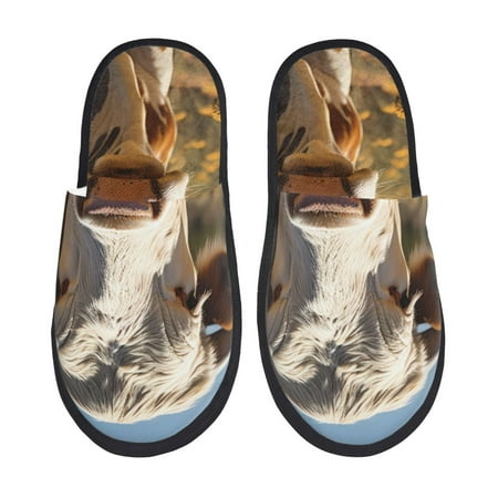 Balery Countryside Flower Cow Slient Indoor Furry Fleece Comfort House Shoes Soft Non-Slip Home Shoes Cotton slippers House Slippers-- Medium