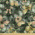 thumbnail image 2 of Ambesonne Spring Fabric by the Yard Upholstery, Grunge Butterflies Pattern, 3 Yards, Warm Taupe and Dark Grey, 2 of 5