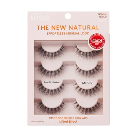 KISS The New Natural False Eyelashes Full Strip Lash Multipack, 'Nude Blazer', 4 Pairs