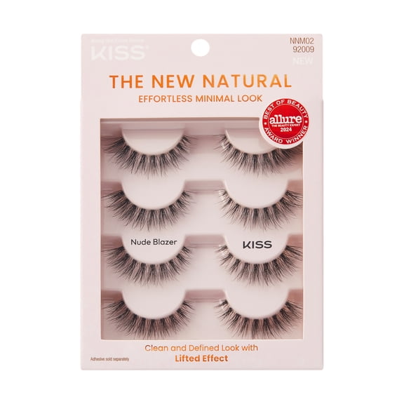 KISS The New Natural False Eyelashes Full Strip Lash Multipack, 'Nude Blazer', 4 Pairs
