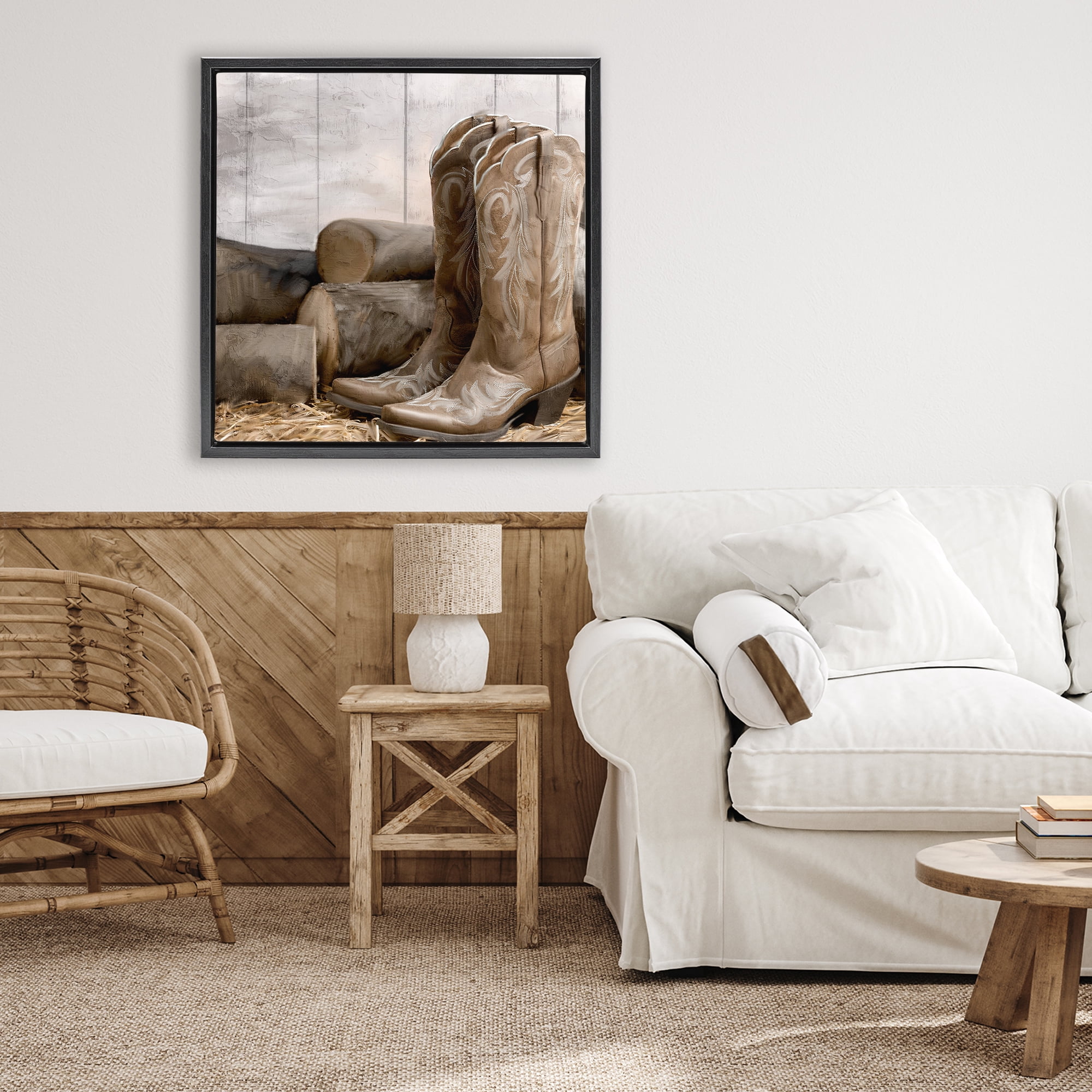Stupell Industries Kick Off Your Boots Black Framed Floater Canvas Wall Art, design by Kim Allen