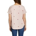 thumbnail image 2 of Vintage America Women's Strawberries Embroidered Relaxed Fit Tee Lightweight Cotton Blend T-Shirt, 2 of 4