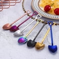 thumbnail image 2 of Hariumiu Durable Stainless Steel Colorful Shovel Shape Handle Mixing Spoon Drinking Tool-Golden, 2 of 8