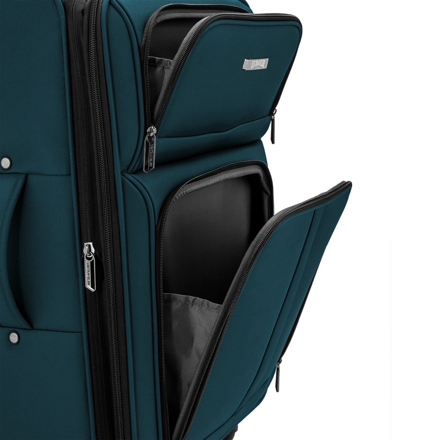 U.S. Traveler Anzio Softside Expandable Spinner Luggage, Teal, 26" Checked Medium