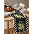 thumbnail image 6 of ERUNPONLY Summer Lemon Table Runner - 48 Inch Long Vintage Black Plaid Blue Spring Floral Cotton and Linen Blended Dress Scarves Farmhouse Table Runner for Kitchen Dining, Coffee Table, 13"x48", 6 of 8