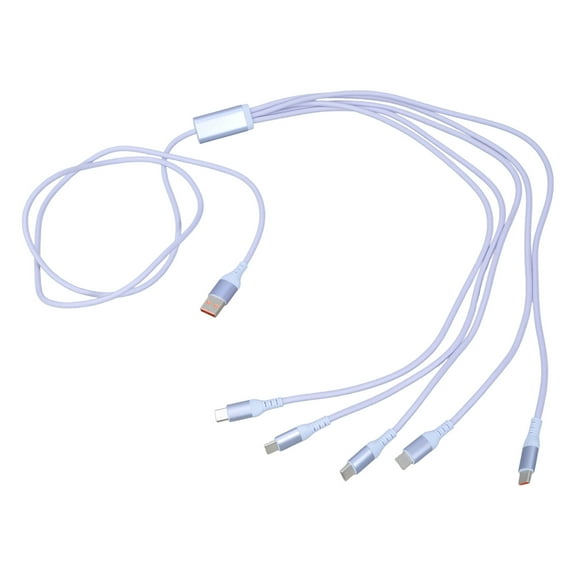 Multi5 in 1 Fast Charging Cable 63''/1.6M Quick ChargeCord NylonBraided USB to 5 Port USB C SyncAdapters