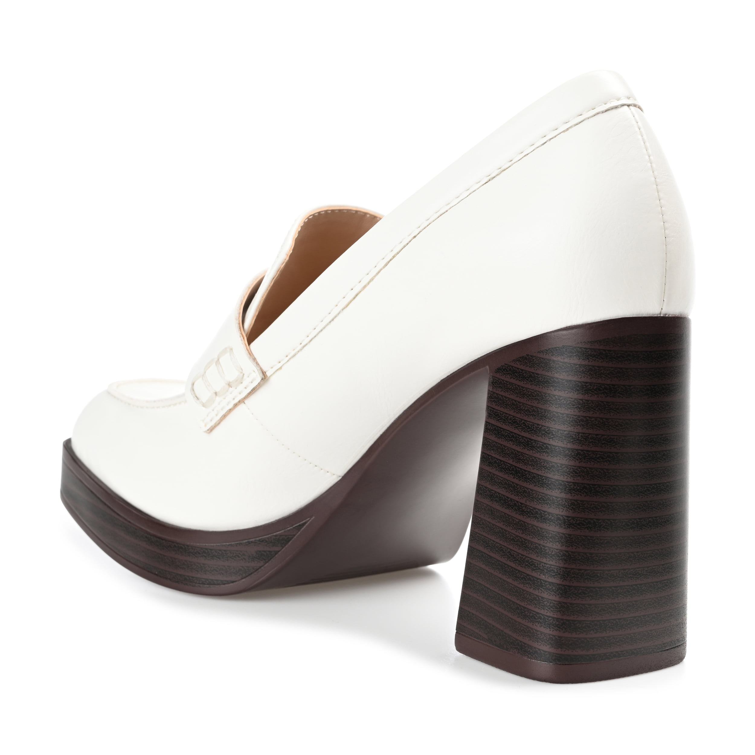 Journee Womens Ezzey Loafer Mid Stacked Heel Square Toe Pumps, Widths Available