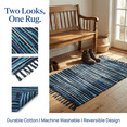 thumbnail image 6 of Rag Rug, Machine Washable Cotton Reversible Rag Rug Hand Woven Multi Color Striped Area Rug Floor Rugs for Bedroom, Living Room, Kitchen and Laundry Room (20"x31", Blue), 6 of 6