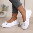 thumbnail image 3 of Women's Lightweight Knit Slip On Walking Shoes Comfortable Low Top Wedge Loafers Breathable Non Slip Ballet Flats White Size 6, 3 of 5