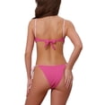 thumbnail image 3 of Conjuntos de bikini de color contrastante para mujeres INSPIRE CHIC, 2 piezas, parte superior de tirantes espagueti, parte inferior triangular, trajes de baño en rosa rojo-pink mediano, 3 of 5