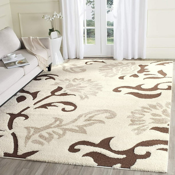 Safavieh Florida Shag Collection SG4631128 Cream and Dark Brown Area