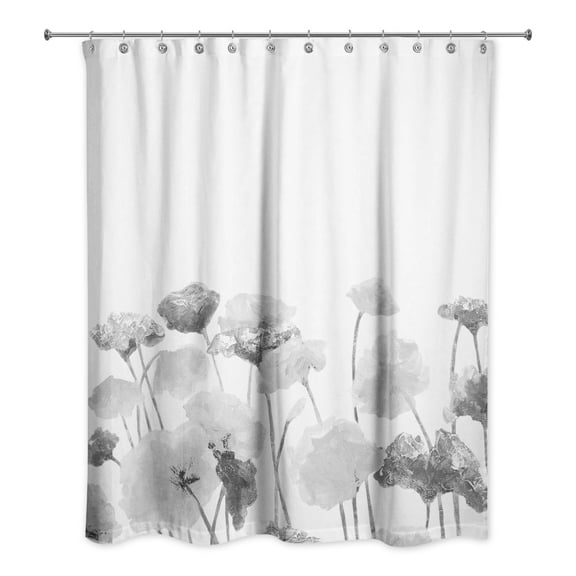 Creative Products Gray Painted Flowers 71x74 Shower Curtain