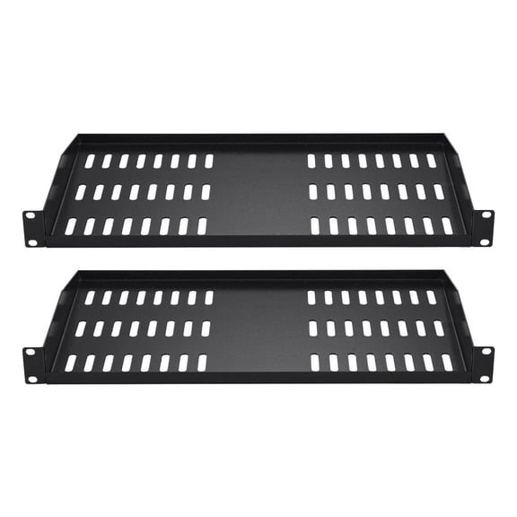 1U Server Rack Shelf 2 Pack - 10" Depth Vented Rack Mount Shelf Tray - 50lbs Capacity - 19" Server Cabinet Accessories