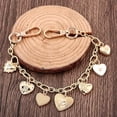 thumbnail image 6 of 12 Inch Length Love Inscription Seven Distinct Heart Charms Snap Hook Bag Charm Chain Keychain, Gold, 1 Count, 6 of 6