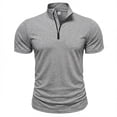 thumbnail image 7 of MLQIDK Men's Solid Color Casual Button Down Short Sleeve Henley Shirt Breathable Lightweight Summer Tee for Men Light Gray 3XL, 7 of 7