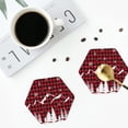 thumbnail image 5 of Balery 6 Pcs Christmas Tree Buffalo Plaidleather Coasters Set, Drink Table Cup Coasters For Living Room Kitchen Coffee Decor, 5 of 9