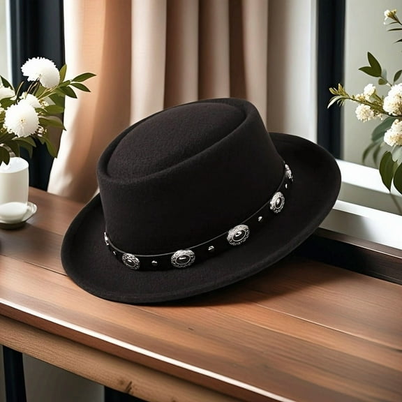 Fashion Men Women Flat Pork Pie Hat Fedora Hat For Gentleman Dad Bowler Porkpie Jazz Hat can be adjustde size