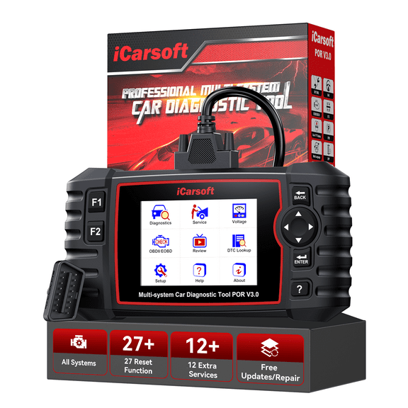 Bidirectional Diagnostic Tool for Porsche/Cayenne, iCarsoft 2025 POR V3.0 All System OBD2 Scanner, 27 Resets  12 Extra Services Battery Registration Code Reader for Porsche, Auto VIN