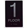 thumbnail image 2 of Floor Number Sign -1ST Floor Sign(Aluminium, Black/Silver,Size 6x9) The Sensation line, 2 of 9