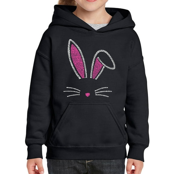 Girl's Word Art Hooded Sweatshirt - Bunny Ears