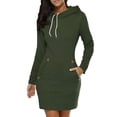thumbnail image 5 of Fashion Sweatshirt Dresses for Women Pocket Hooded Casual Dress Solid Color Long Sleeve Mini Dress, 5 of 5