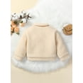 thumbnail image 3 of ZAXARRA Girls Autumn Winter Plush Coats Solid Color/Leopard Print Lapel Button Outerwear, 3 of 9