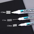 thumbnail image 3 of Rotuladores blancos aceitosos para pintura de vidrio, bolígrafos de Graffiti impermeables, lápiz de Gel permanente para neumáticos, cuaderno, 0,7mm, 1mm, 2,5mm, 5/1 Uds., 3 of 4