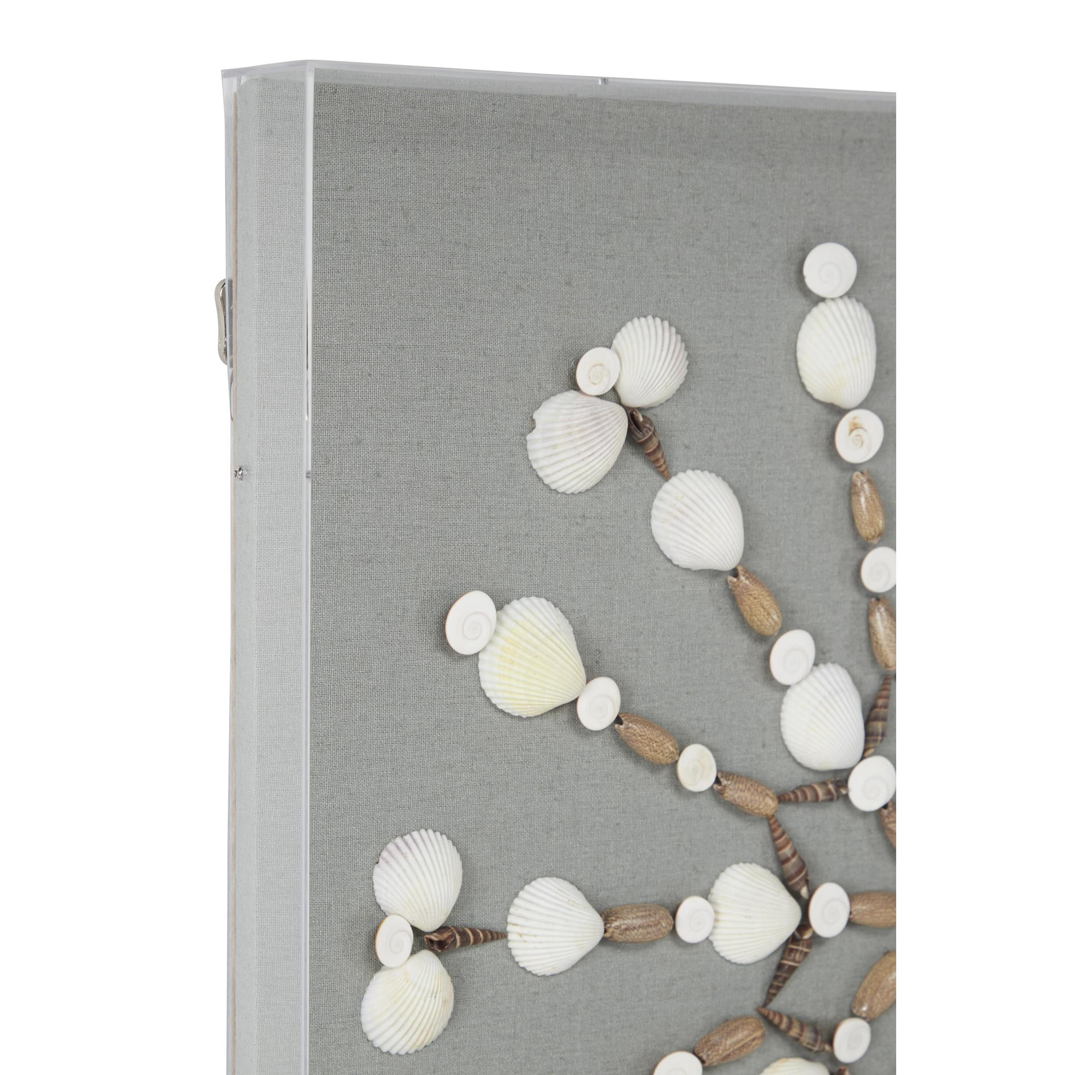 24" x 24" Clear Shell 3D Shadow Box with Gray Fabric Backing, by DecMode
