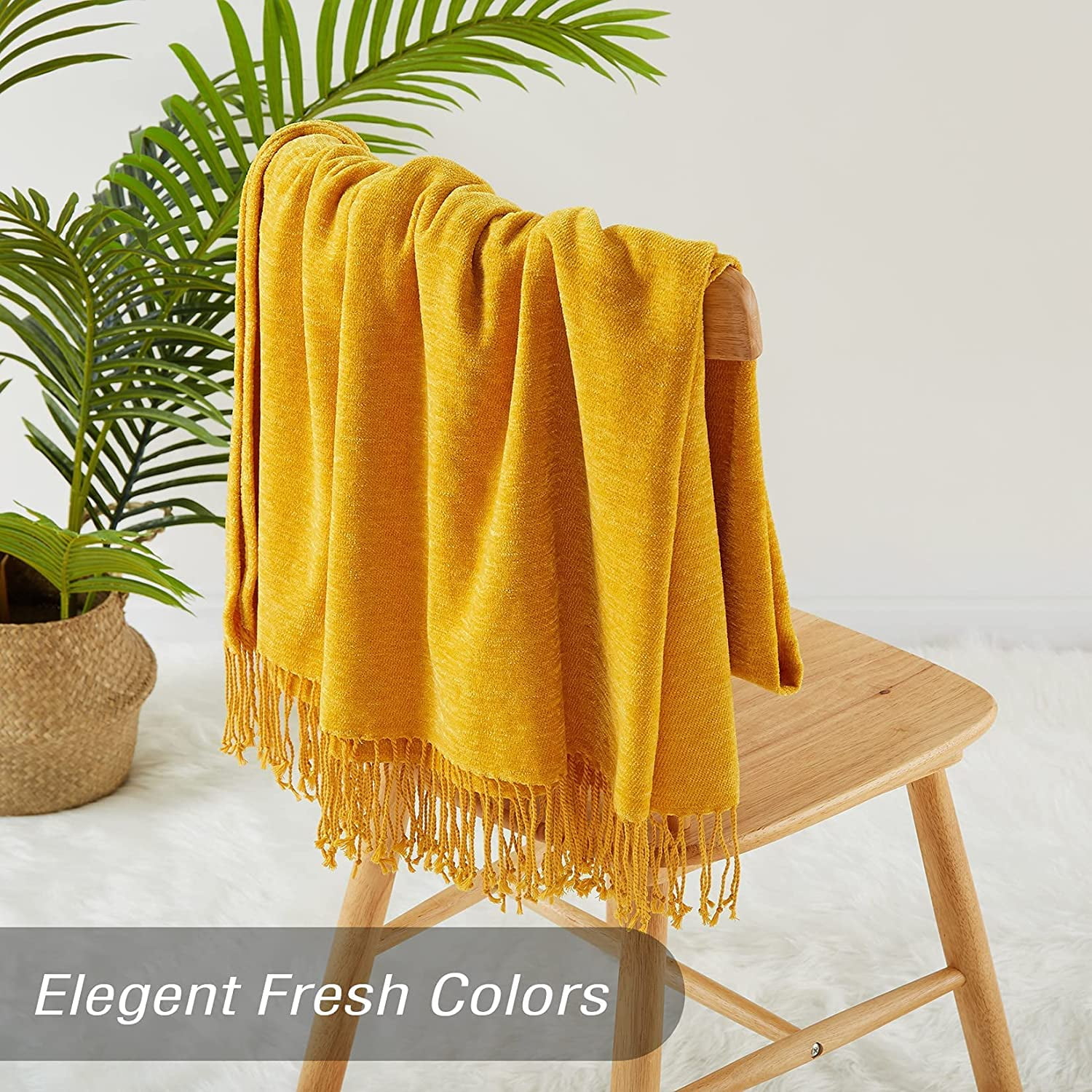 Yellow chenille throw sales
