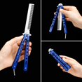 thumbnail image 4 of 2 Pieces Butterfly Combs Stainless Steel Folding Training Practice Combs Hair Styling Tools for Sport Outdoor Use (Blue), 4 of 7