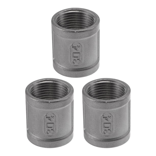 Accesorios de tubería de acero inoxidable 304 Unique Bargains 3/4" BSPT adaptador de rosca hembra recta 3 piezas