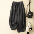thumbnail image 2 of Womens Linen Wide Leg Palazzo Pants Casual Drawstring Elastic Waist Summer Beach Travel Vacation Harem Pants with Pockets, 2 of 4