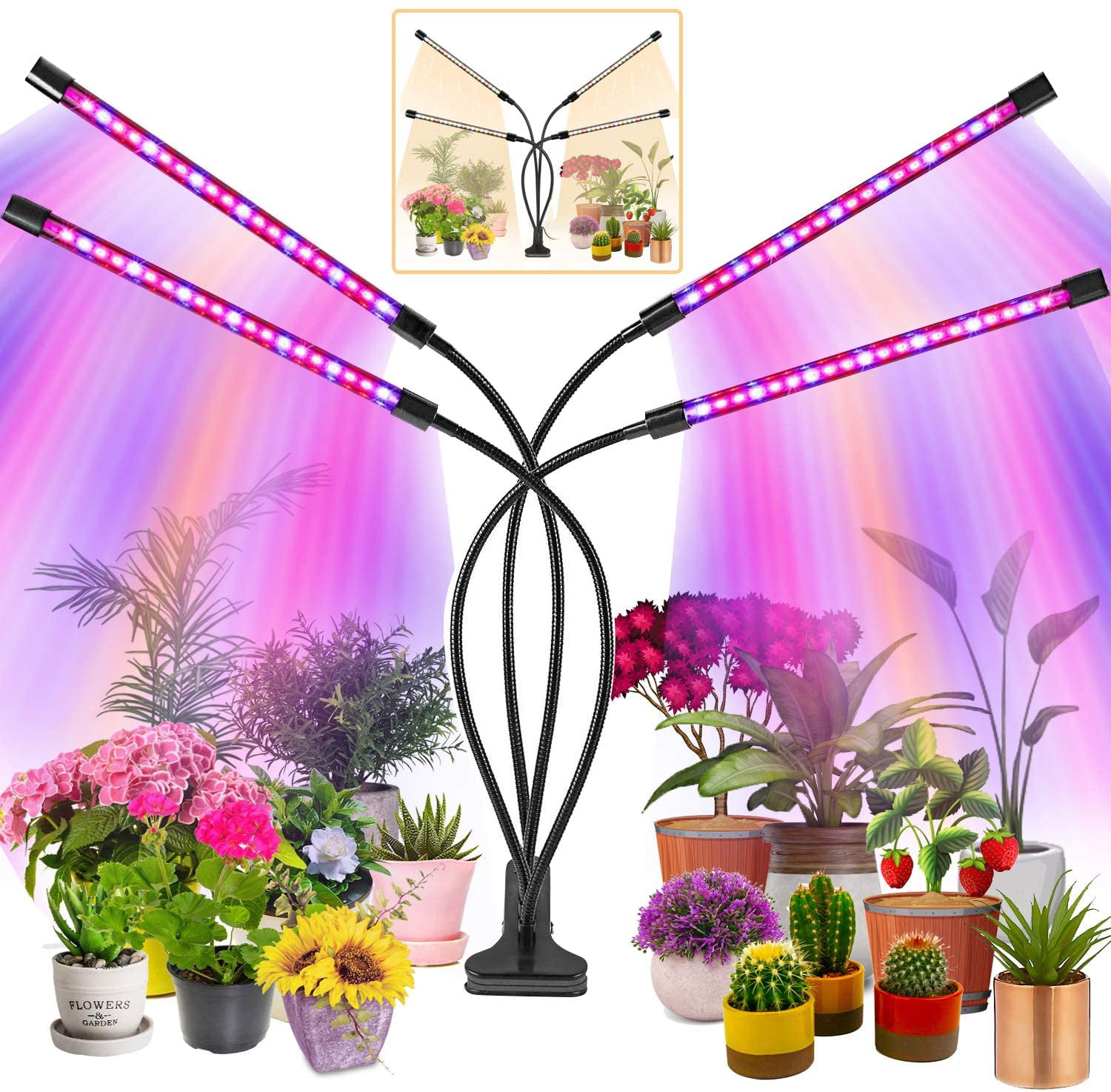 Details about   4-Head LED Plant Grow Lights Flower Indoor Greenhouse Hydroponic Lamp Garden B4 