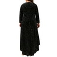 thumbnail image 3 of Agnes Orinda Women's Plus Size Dresses 3/4 Sleeves Mermaid High Low Hem Maxi Velvet Formal Dress 2X Black, 3 of 6