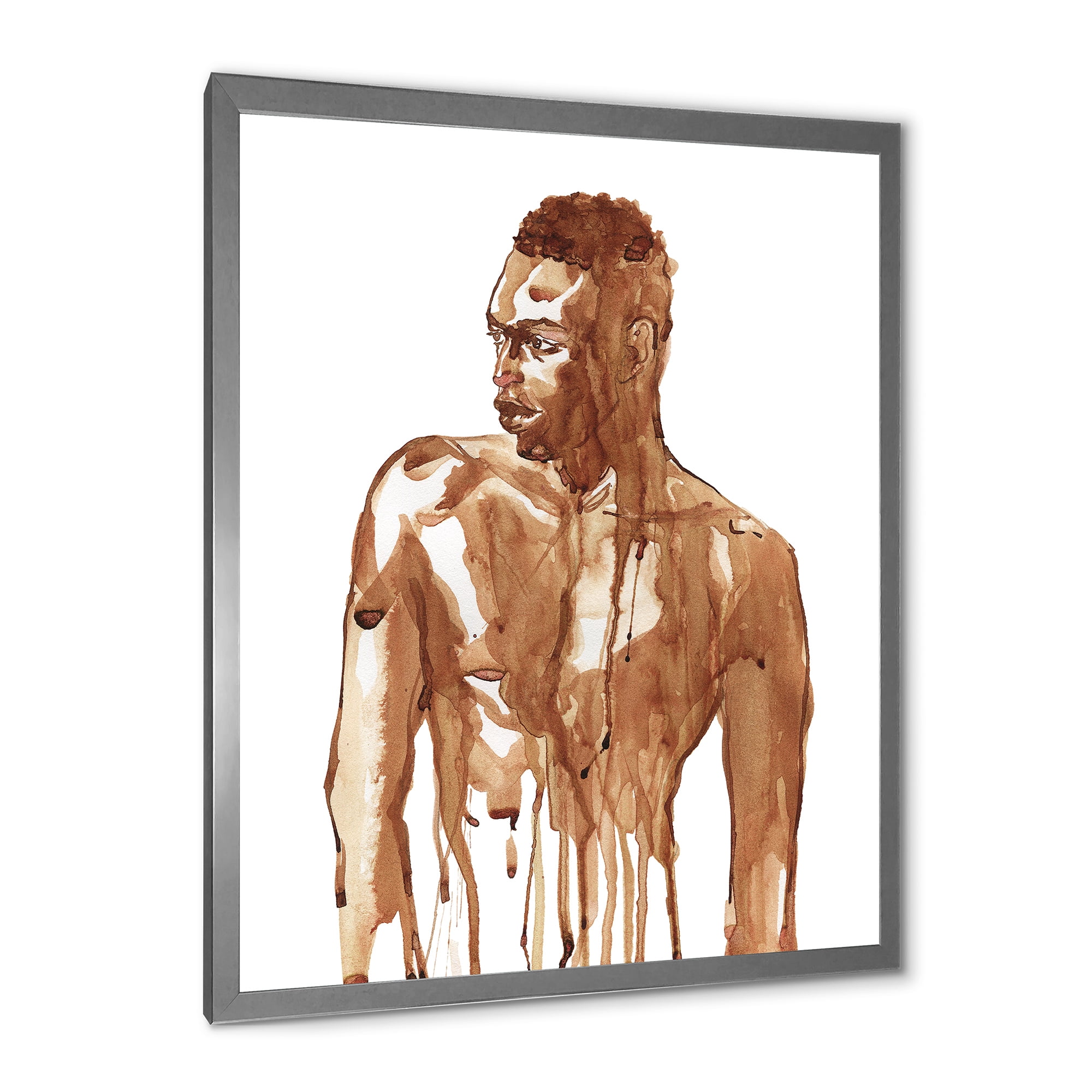 Designart 'Portrait of Handsome African Man On White II' Modern Framed Art Print